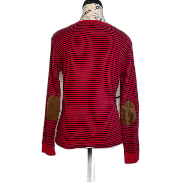 LRL Ralph Lauren Red Stripe Elbow Patch Long Sleeve Shirt Shoulder Zip Large - Picture 4 of 11